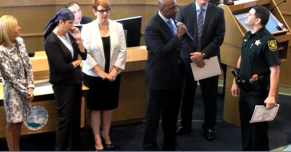 Florida commissioner ambushes deputy of the month during awards ceremony