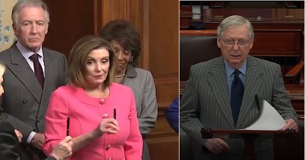 Pelosi signs Impeachment and McConnell slams House impeachment process ahead of Senate trial (Jan 15, 2020)