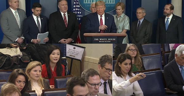 Trump & team on 3/20/2020 held a press briefing & talked to reporters about coronavirus