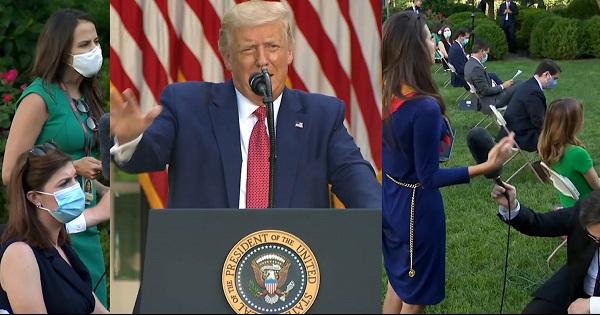 7/14/2020 Trump Press Briefing, accusing Biden of aligning with Bernie Sanders & AOC