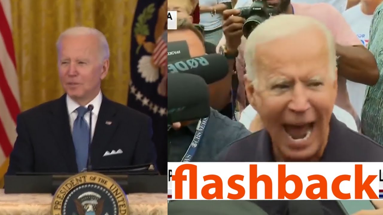 Biden worst potty mouth caught on hot mic. Flashback many past confrontations with reporters