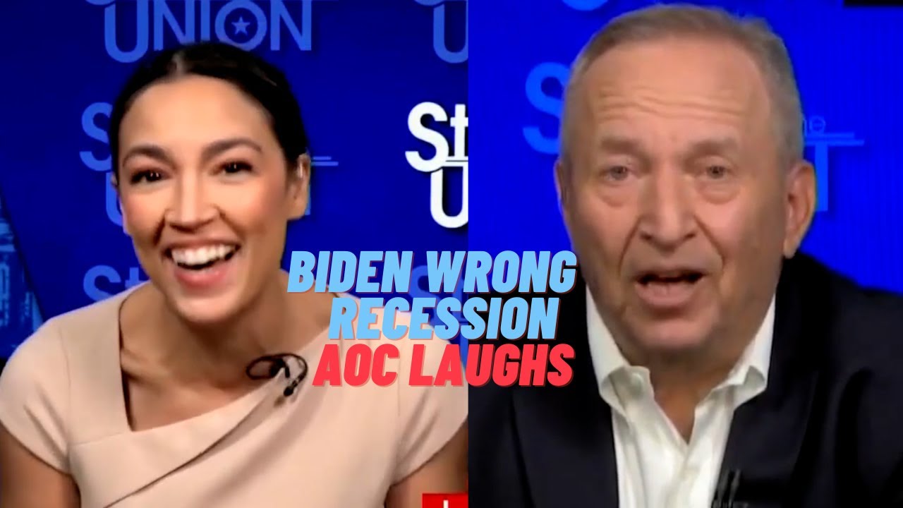 AOC laughs when asked if support Biden 2024. Recession in 2 years Larry Summers Biden wrong