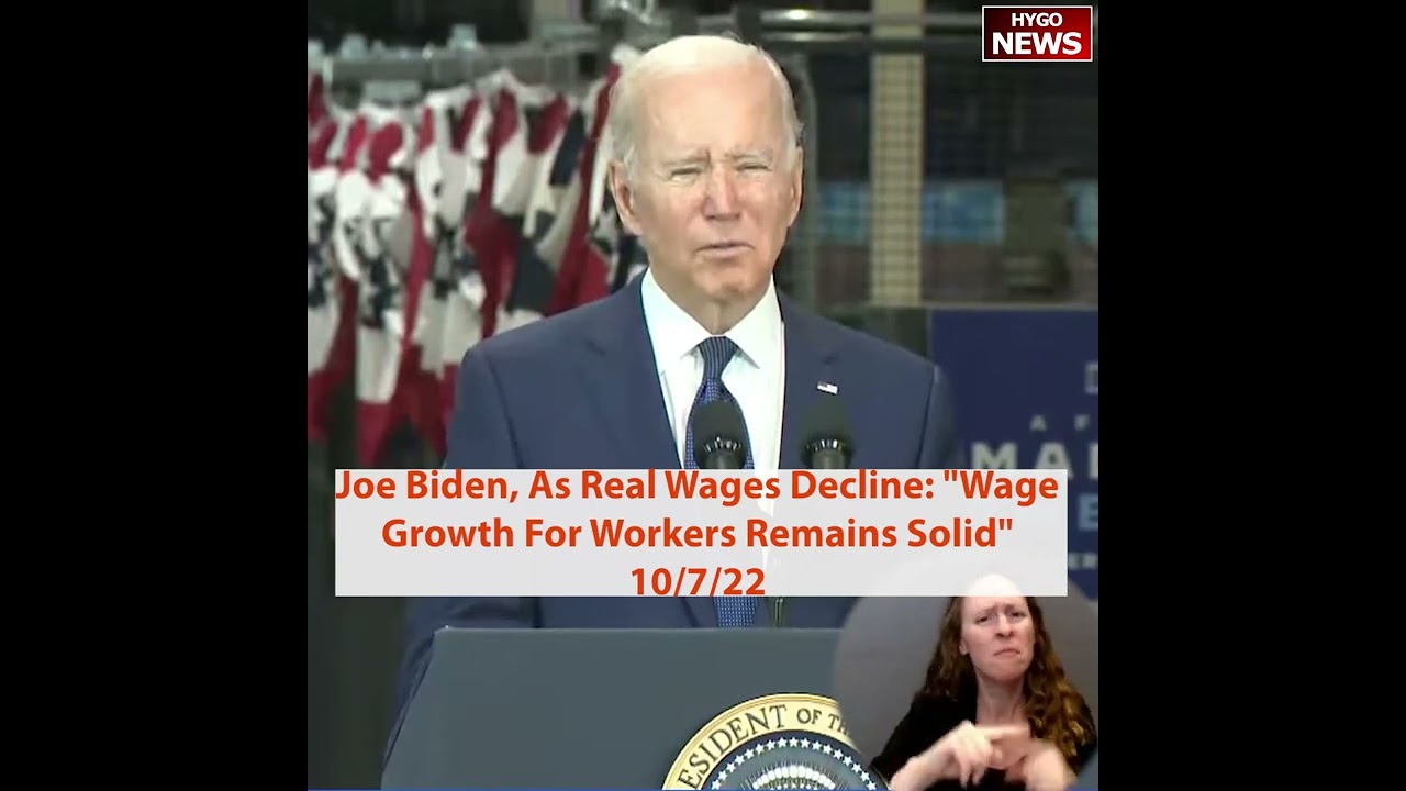 As real wages declining, Biden: “Wage growth for workers remains solid.” #shorts