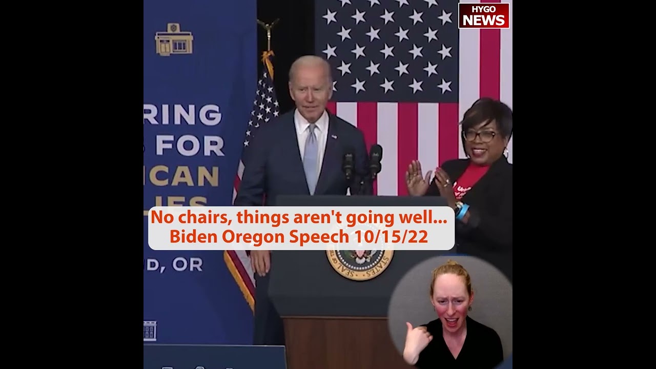 No chairs, things aren’t going well… Biden Oregon Speech