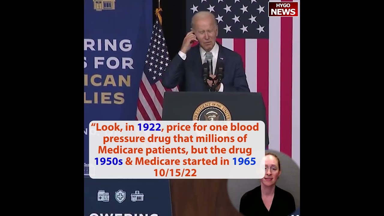 Biden: in 1922, blood pressure drug … Medicare patients, but no drug avail & Medicare 1965 as law