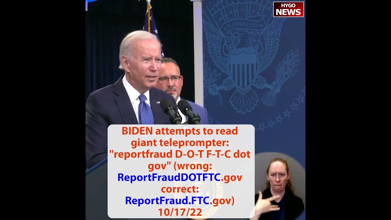 BIDEN reads giant teleprompter: “reportfraud D-O-T F-T-C dot gov”‘ wrong: ReportFraudDOTFTC.gov