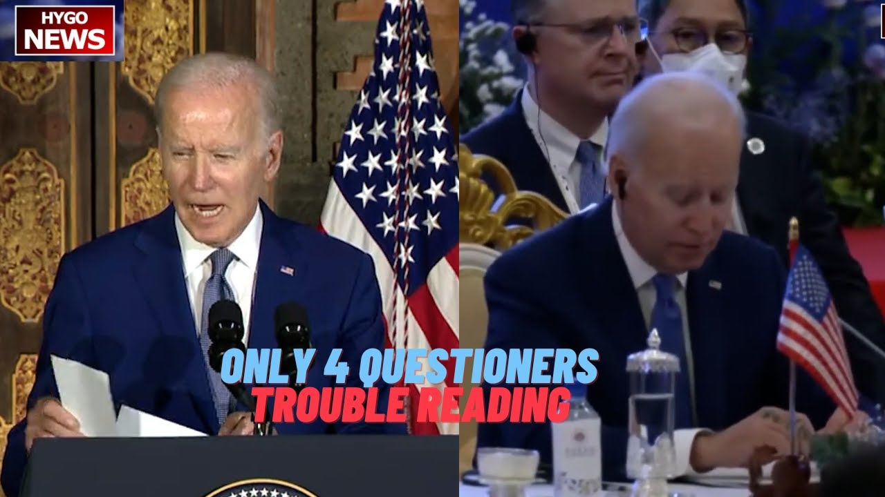 Biden: trouble reading, I’m told there will be four questioners; refers Cambodia PM as Columbia PM