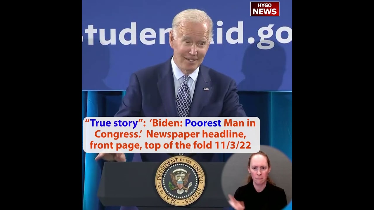 “True story”: ‘Biden: Poorest Man in Congress’ Newspaper headline, front page, top of the fold