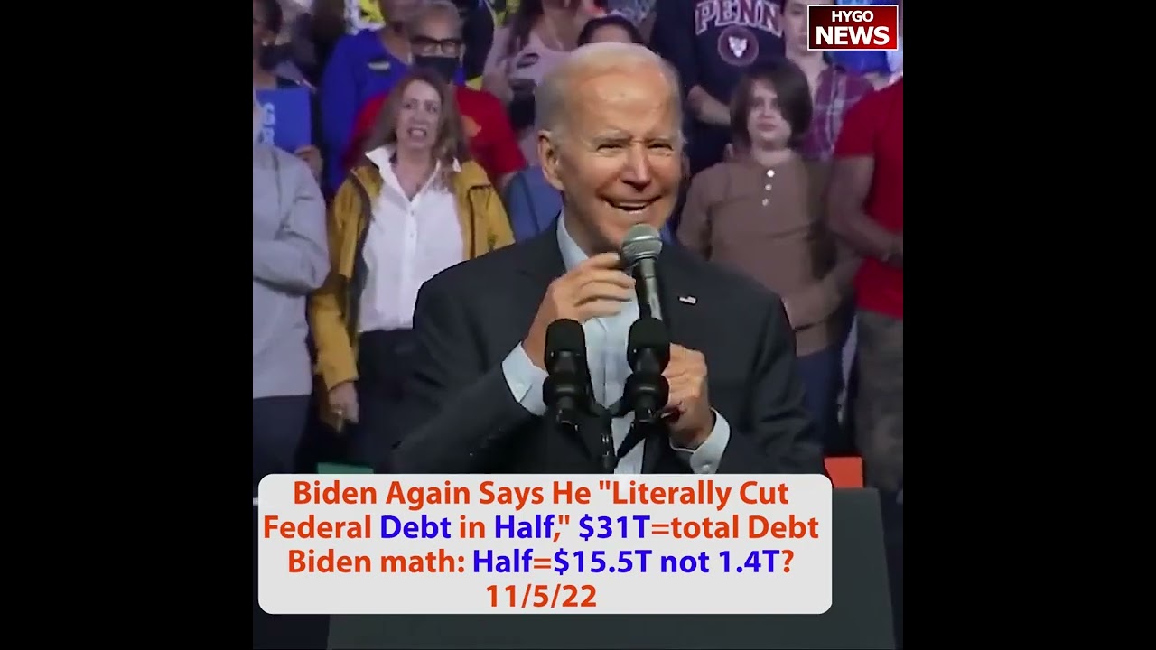 Biden “literally cut federal debt in half”, Fed Debt=$31T, half is $15.5T not $1.4T;