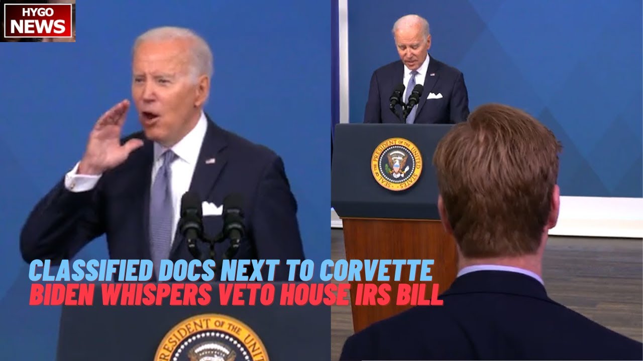 Q: why Classified Documents next to Biden Corvette in Delaware? Biden whispers veto House IRS bill