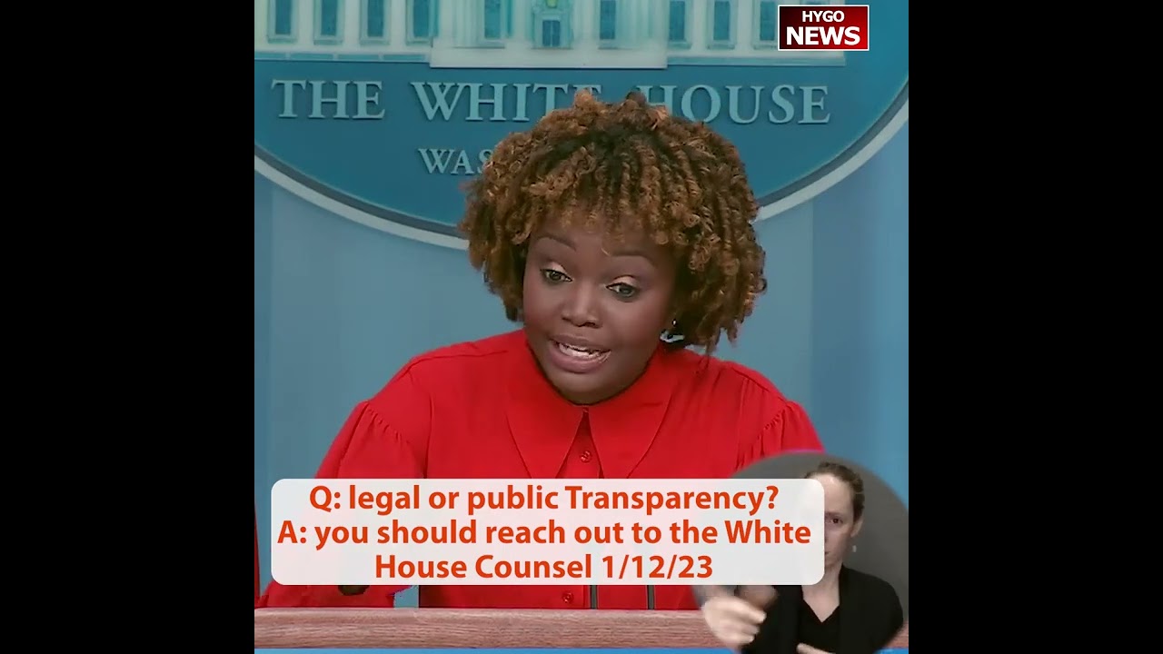 Q: legal or public Transparency? A: you should reach out to the White House Counsel