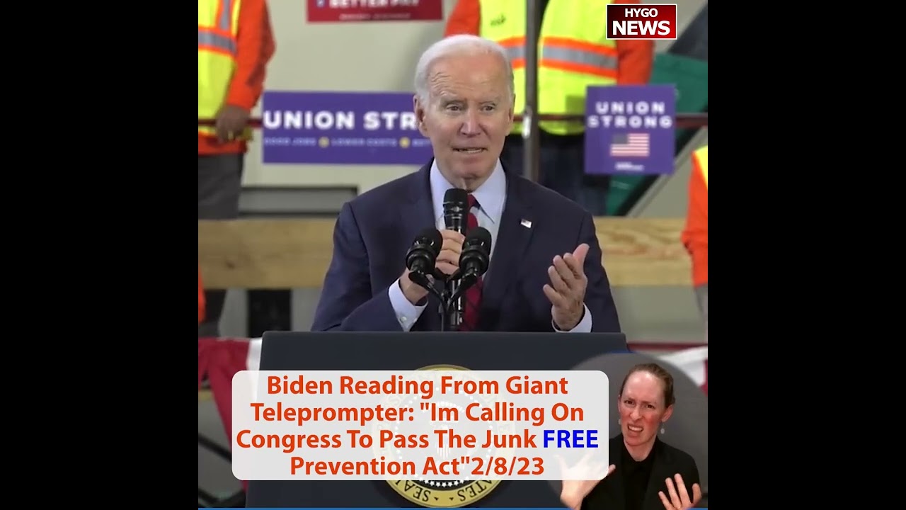 Biden Reading From Giant Teleprompter: “Im Calling On Congress To Pass The Junk FREE Prevention Act”