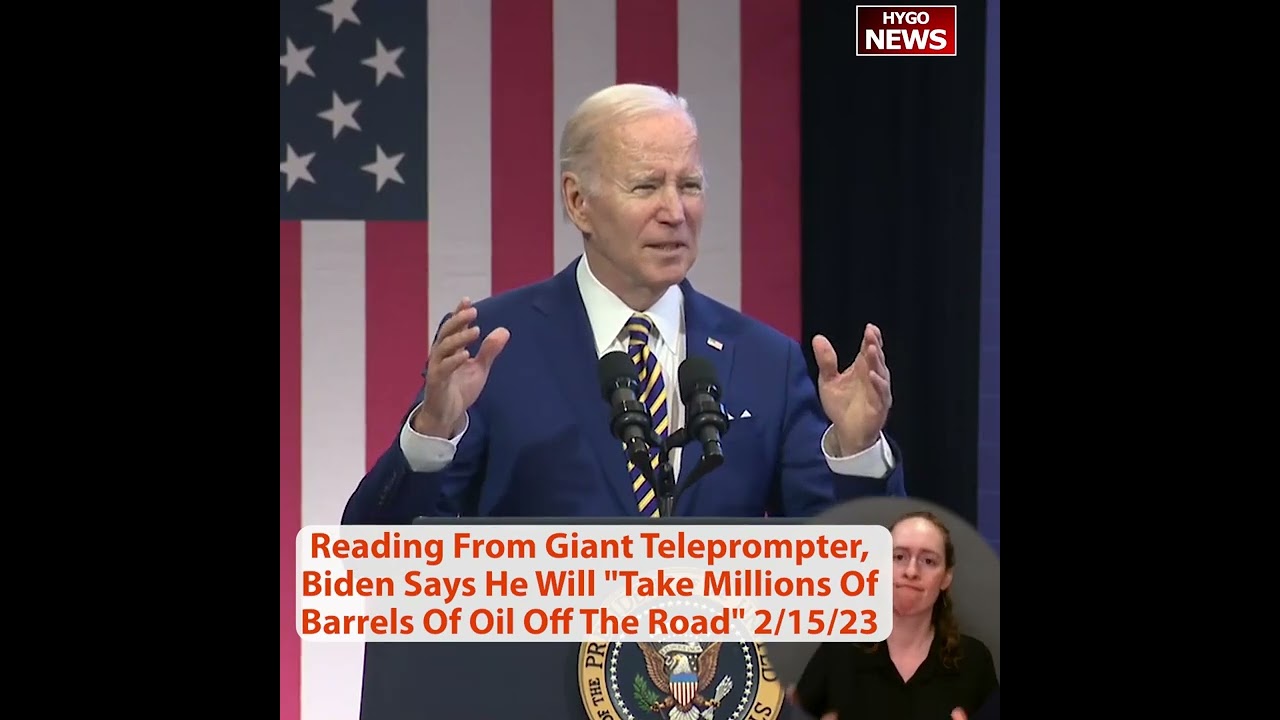 Reading From Giant Teleprompter, Biden Says He Will “Take Millions Of Barrels Of Oil Off The Road”