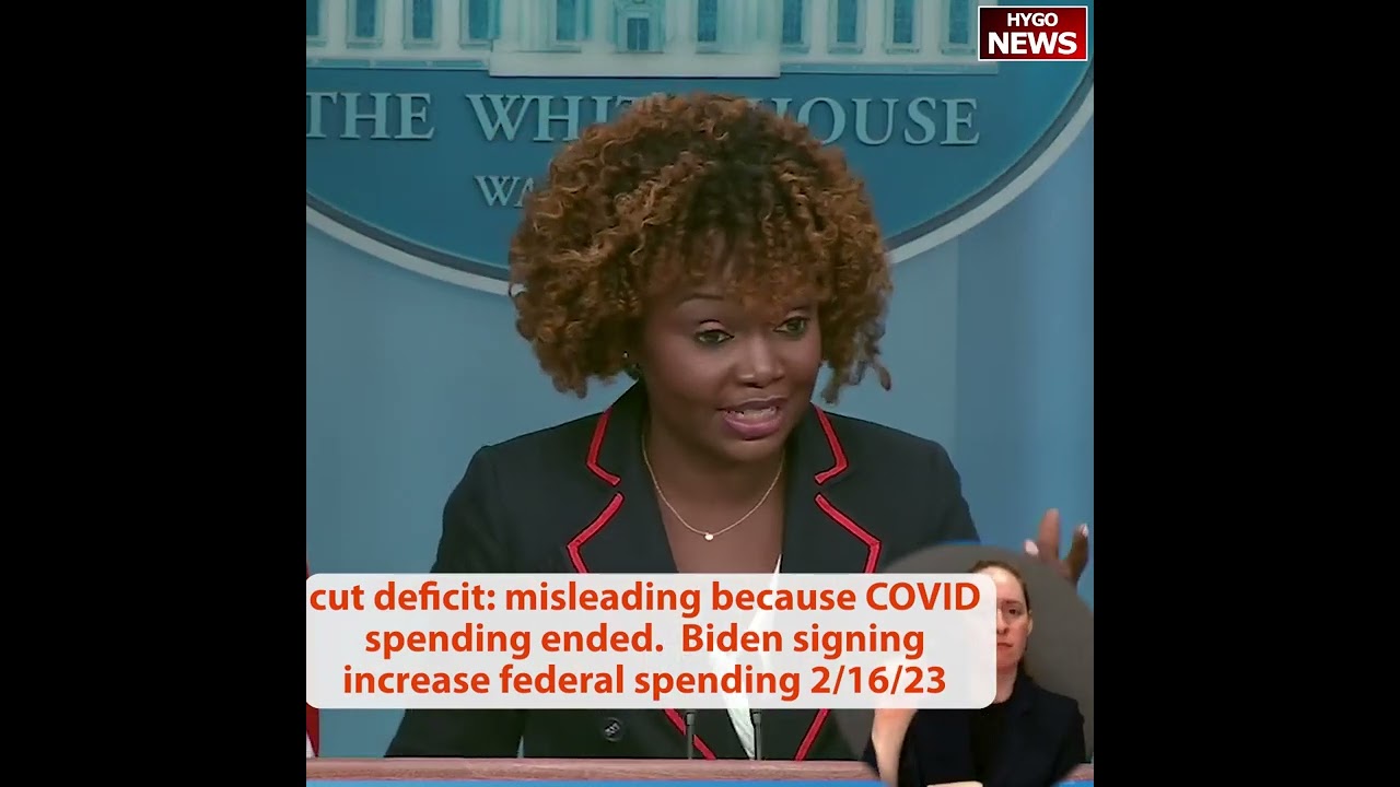 cut deficit: misleading because COVID spending ended. Biden signing increase federal spending