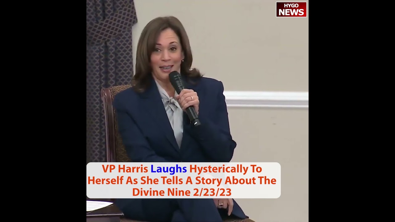 Kamala Harris laughs hysterically to herself as she tells a story about the Divine Nine