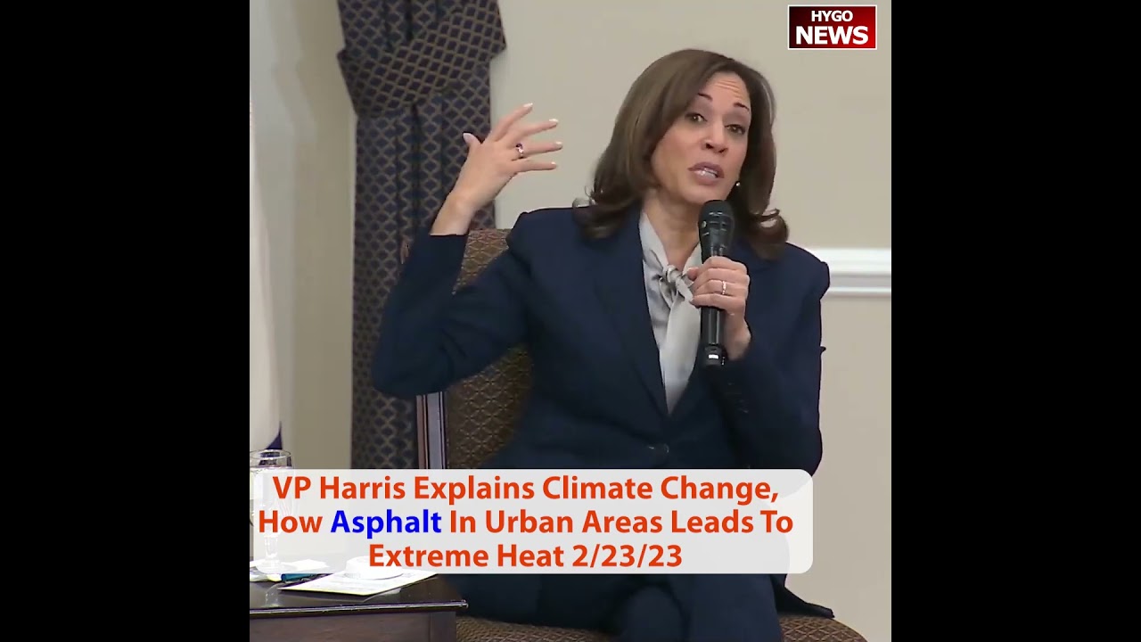 VP Harris explains climate change and how asphalt in urban areas leads to extreme heat