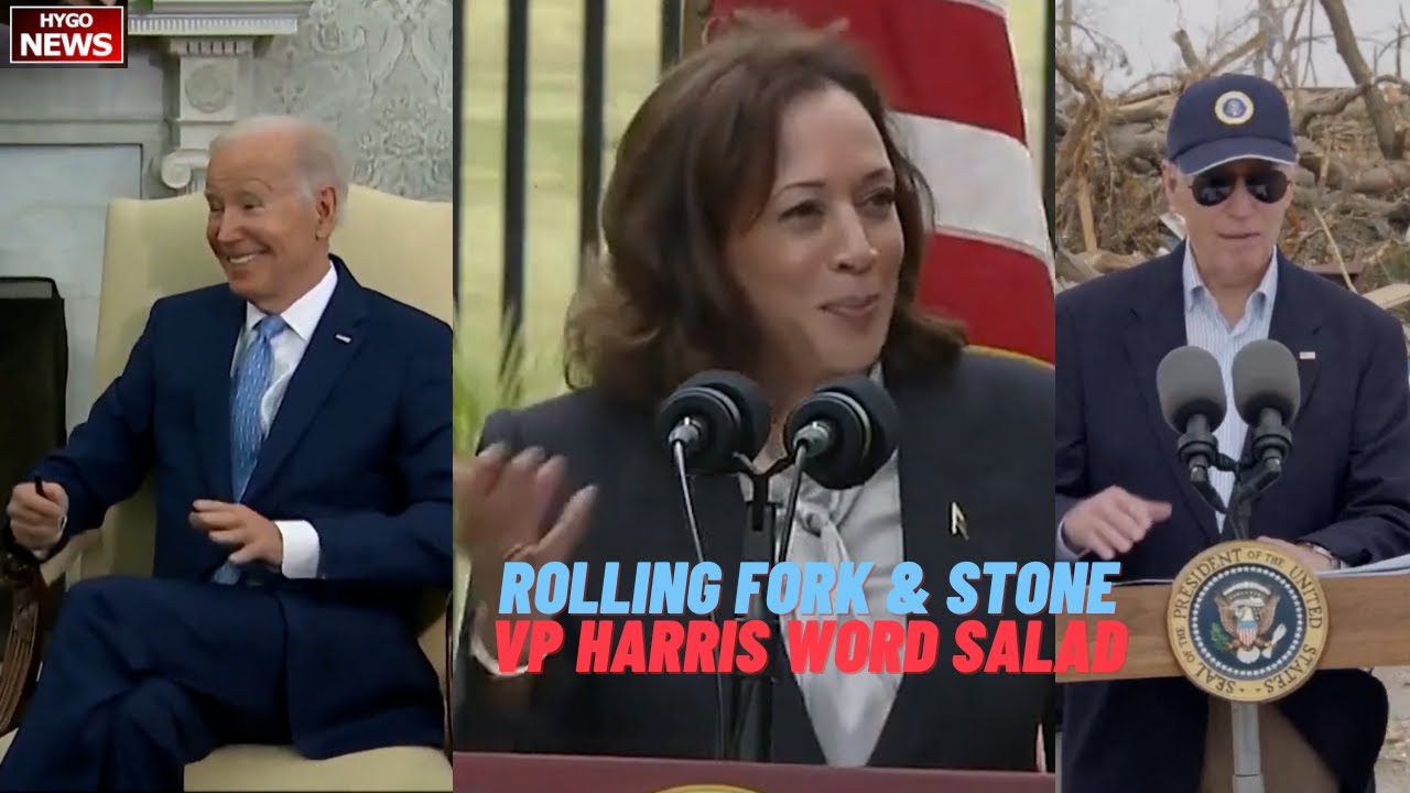 Biden gaffes, Rolling Fork & ROLLING STONE, Framed Flame Of Liberty & Fanned; VP Harris word salad