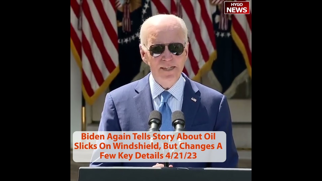 Biden again told a story about oil slicks on his windshield, but changed a few key details