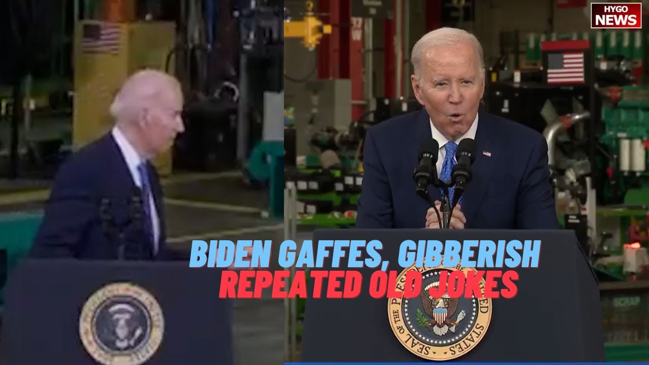 Biden gaffes, reading Teleprompter Speaking Gibberish, Columbia in Ohio, repeated old jokes