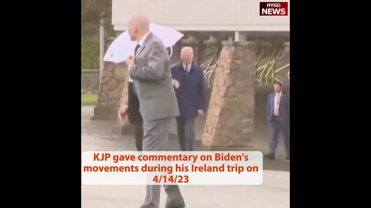 KJP with commentary during Biden Ireland trip walking… walking under the umbrella