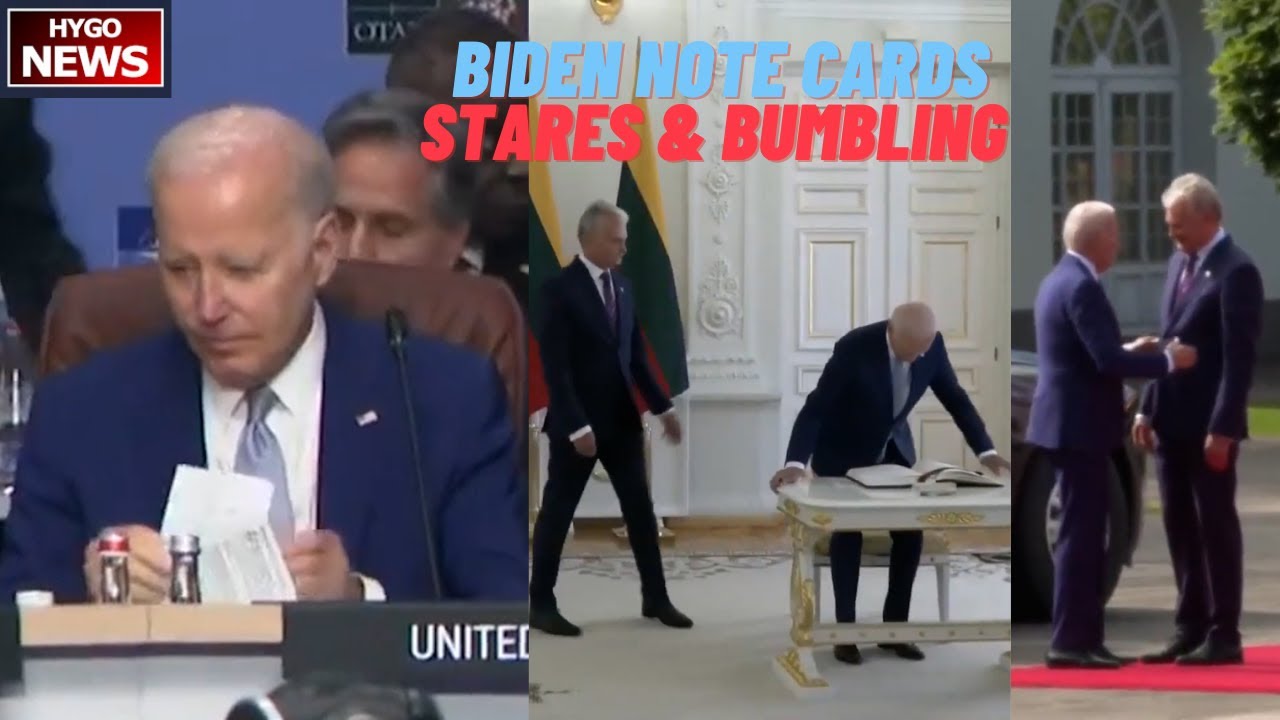 Biden Readies His Note Cards, Stares At Press And Bumbling Away, looks lost, Rambles