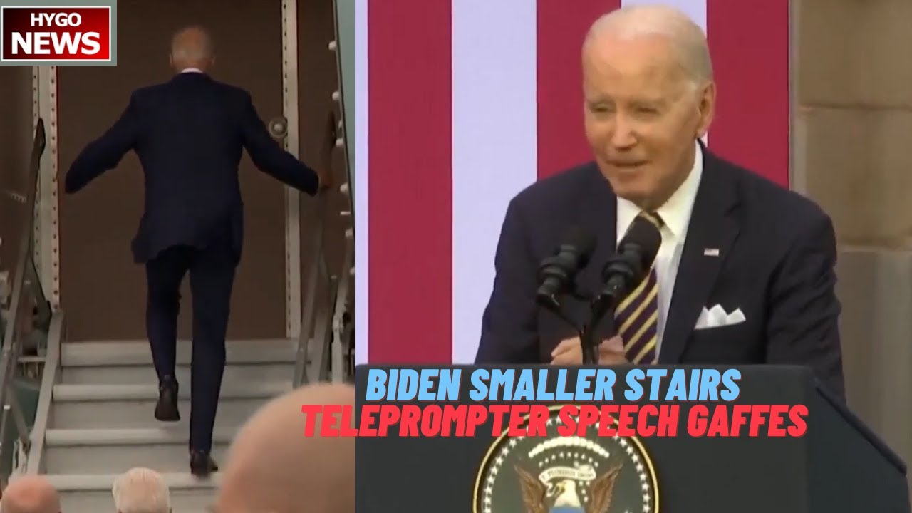 Biden Smaller Stairs Air Force One, teleprompter speech Gaffes, Whisper