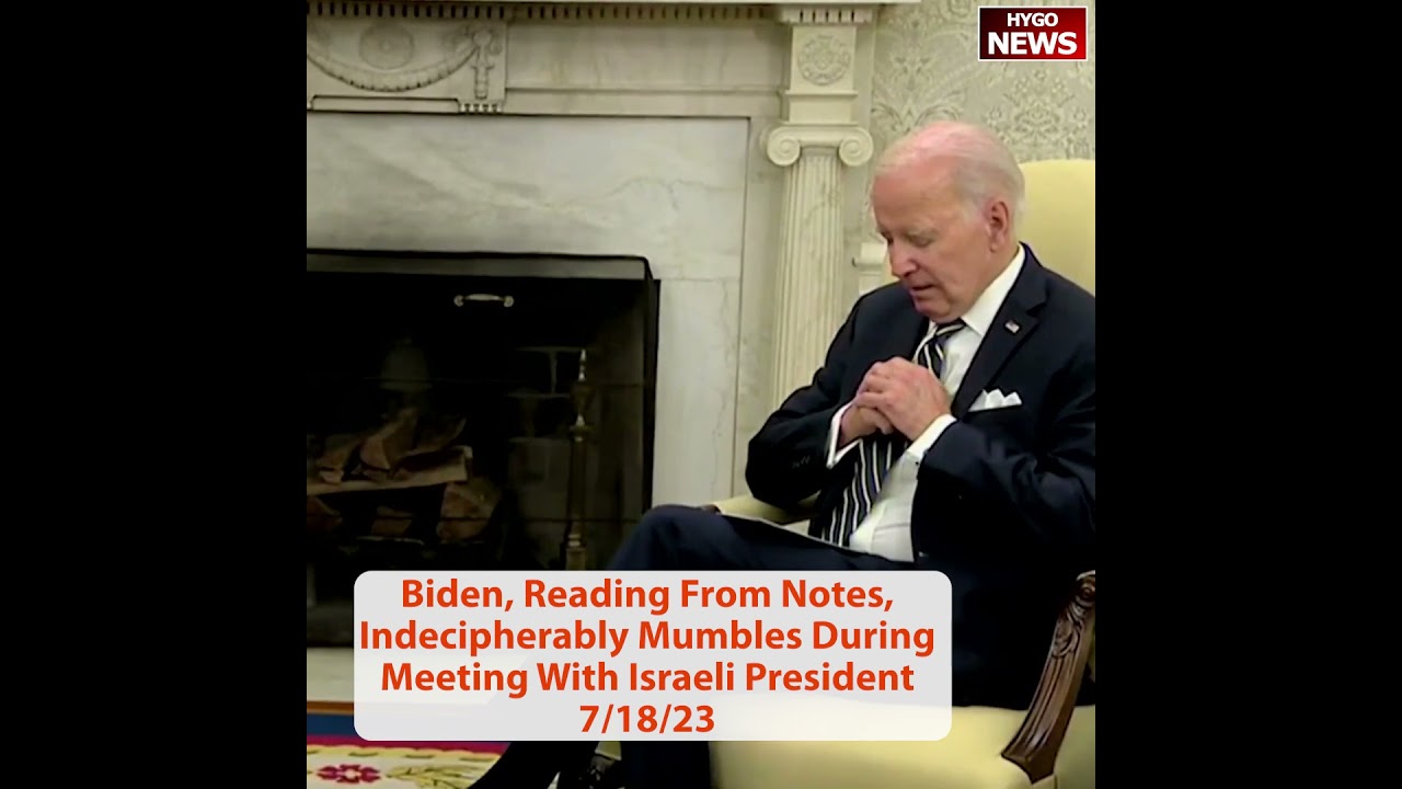 Joe Biden, Reading From Notes, Indecipherably Mumbles During His Meeting With Israeli President