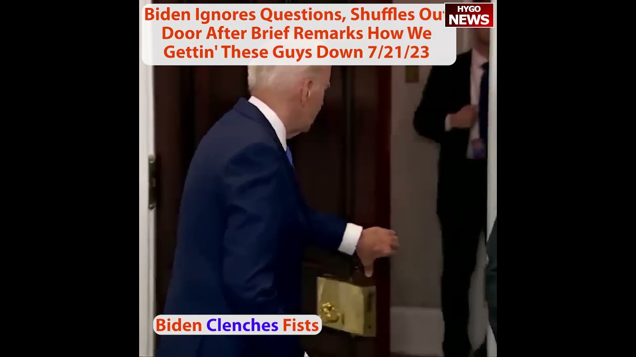 Biden Clenches Fists, Ignores Q, Shuffles Out Door After Brief Remarks How We Gettin These Guys Down