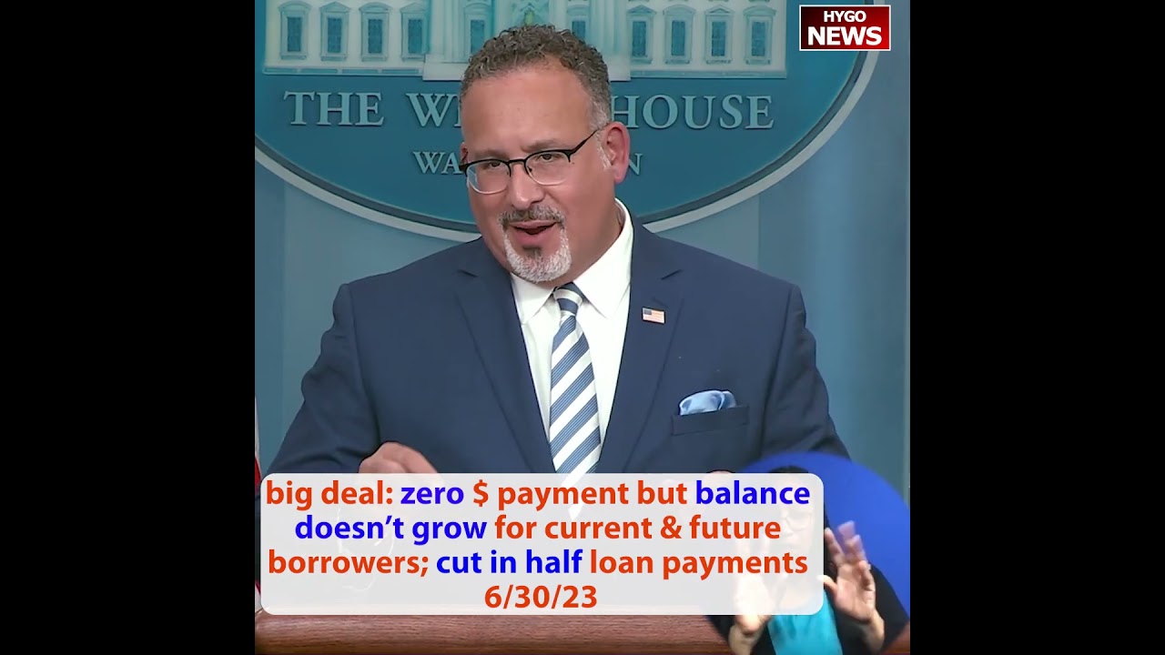 Big deal: zero $ payment but balance not grow for current & future borrowers; cut in half payments