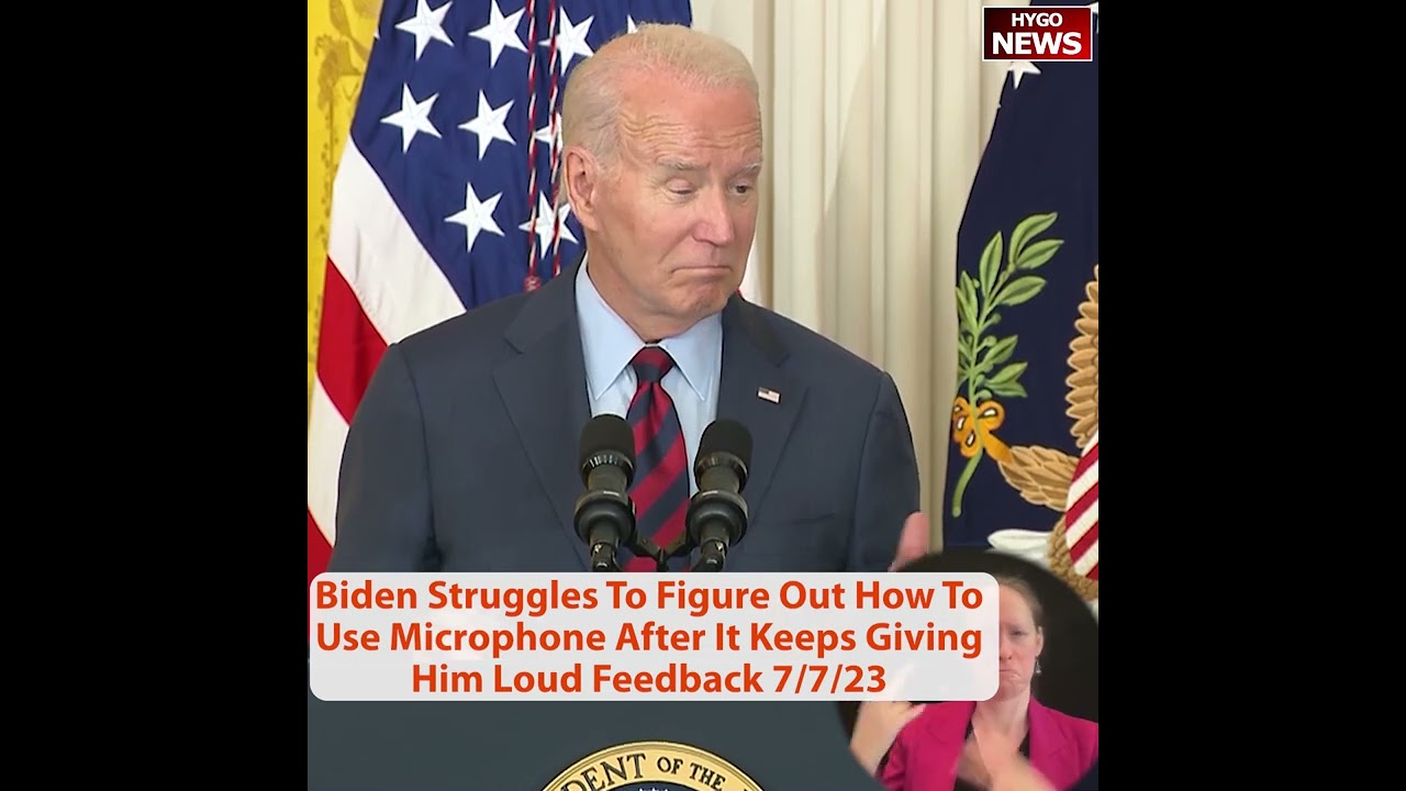 Biden Struggles To Figure Out How To Use Microphone After It Keeps Giving Him Loud Feedback