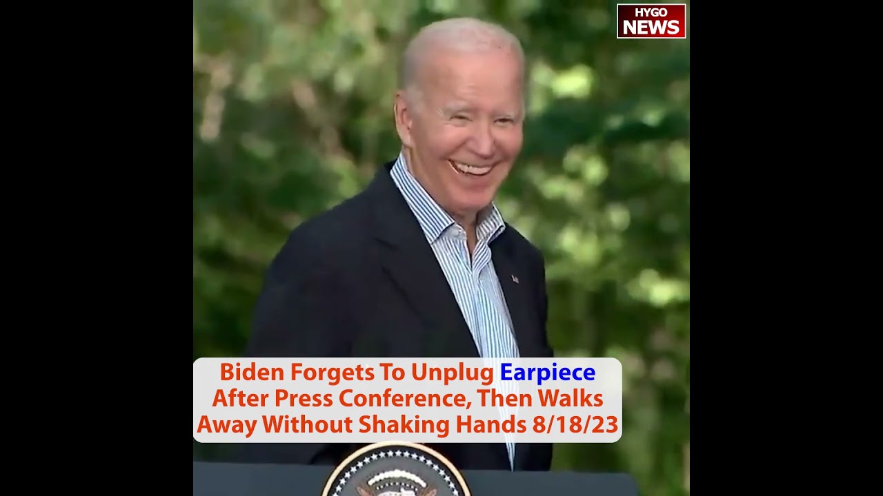 Biden Forgets To Unplug Earpiece After Press Conference, Then Walks Away Without Shaking Hands