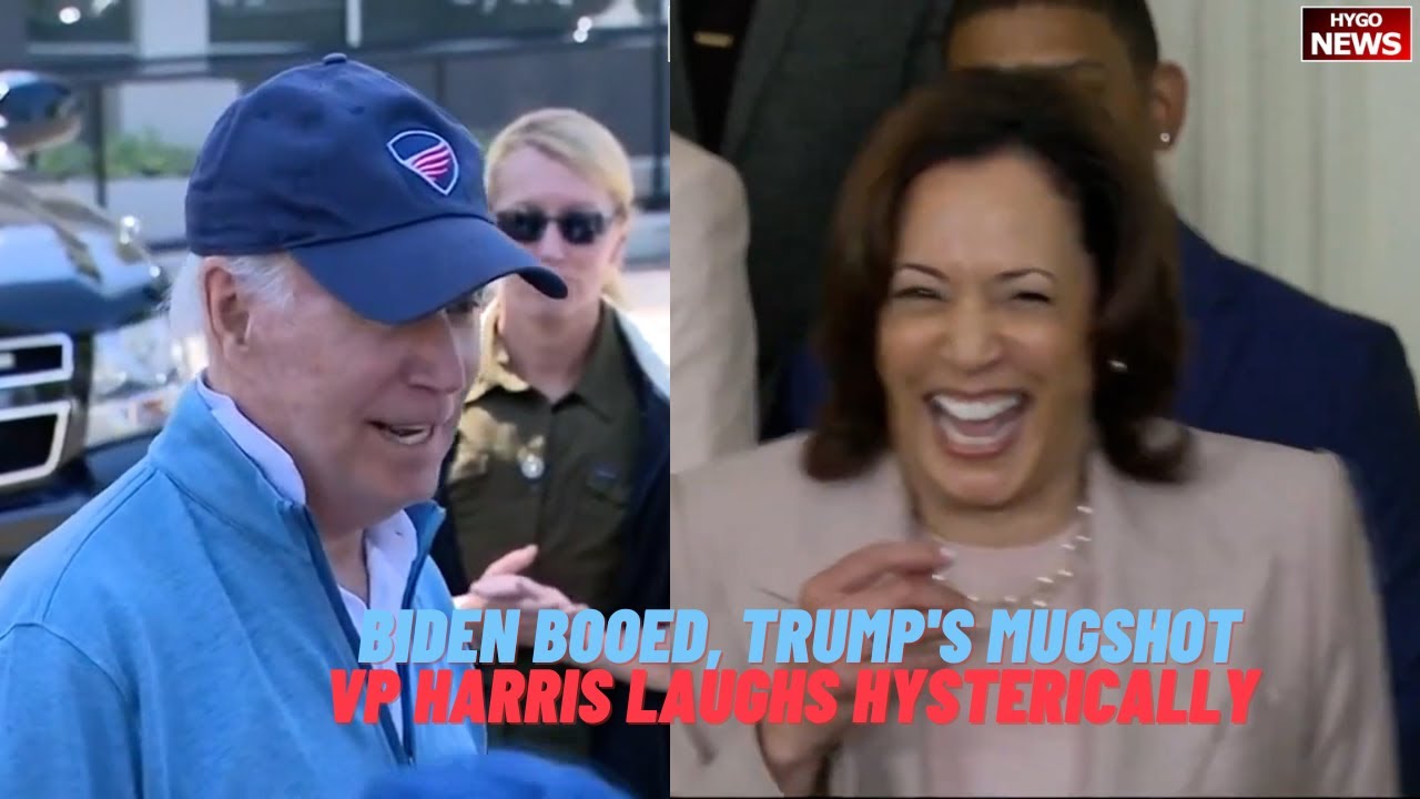 Biden Confused After Booed, comment Trump’s mugshot: “Handsome guy”; VP Harris Laughs Hysterically