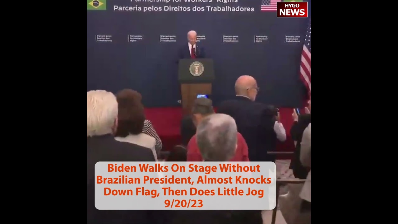 Biden Walks On Stage Without Brazilian President, Almost Knocks Down Flag, Then Little Jog; Climate