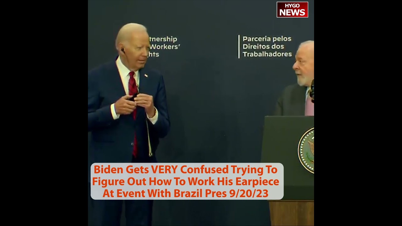 Biden Gets VERY Confused Trying To Figure Out How To Work His Earpiece At Event With Brazil Pres.