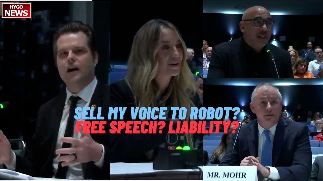 Gaetz: Can I sell my voice to a robot & make money? Robot Has Free Speech? liability?