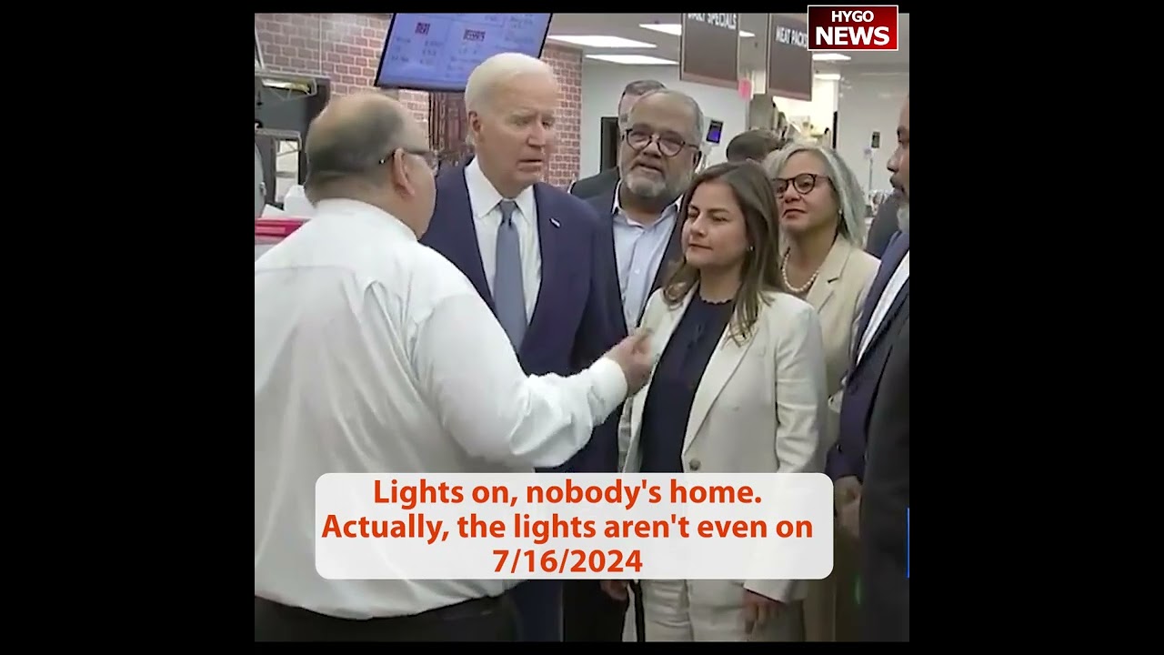 Biden sniff; wanders around locating the exit & shuffling away