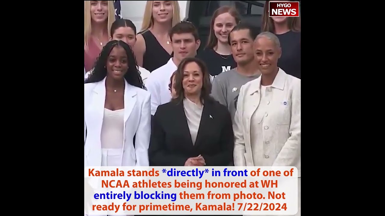 Kamala stands directly entirely blocking photo; All smiles in her first public appearance; FLASHBACK