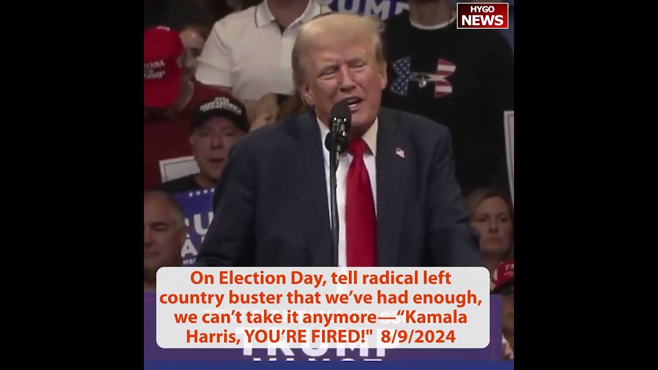 Trump plays compilation of Kamala’s radical policies; On Election Day YOU’RE FIRED!