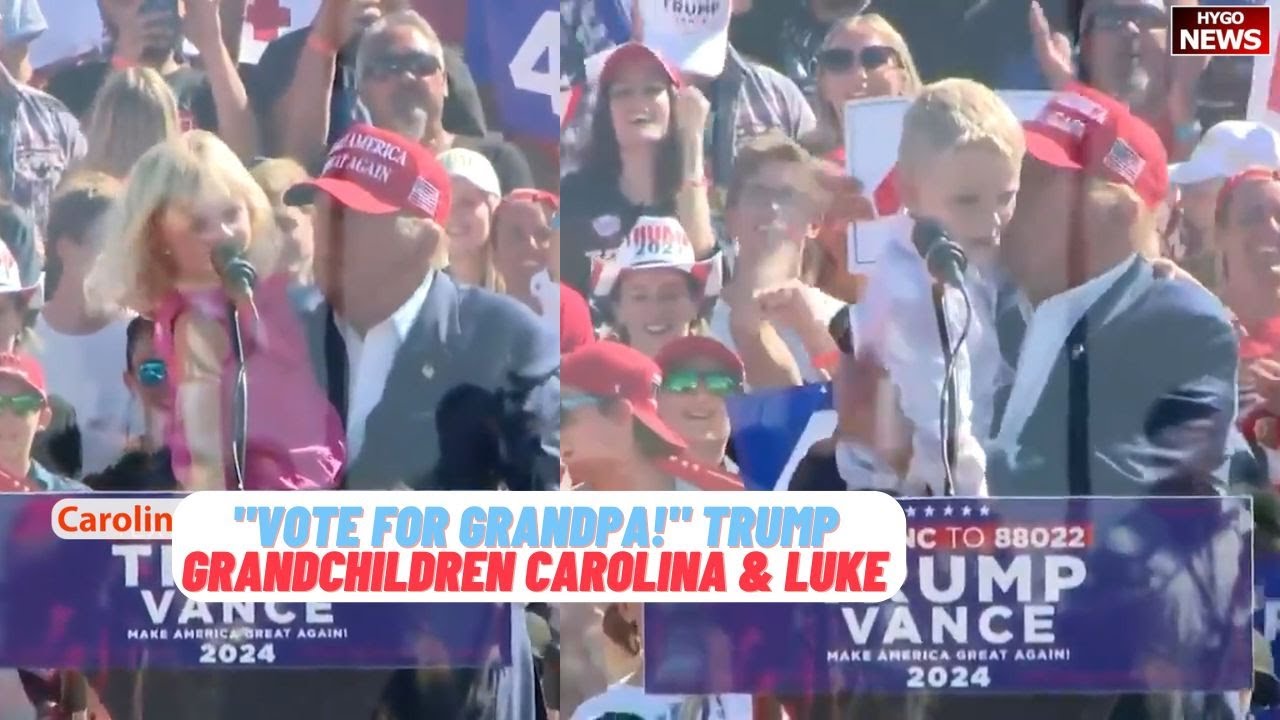 “VOTE FOR GRANDPA!”, MAGA, grandchildren Carolina & Luke joins Trump on stage; Women will be happy