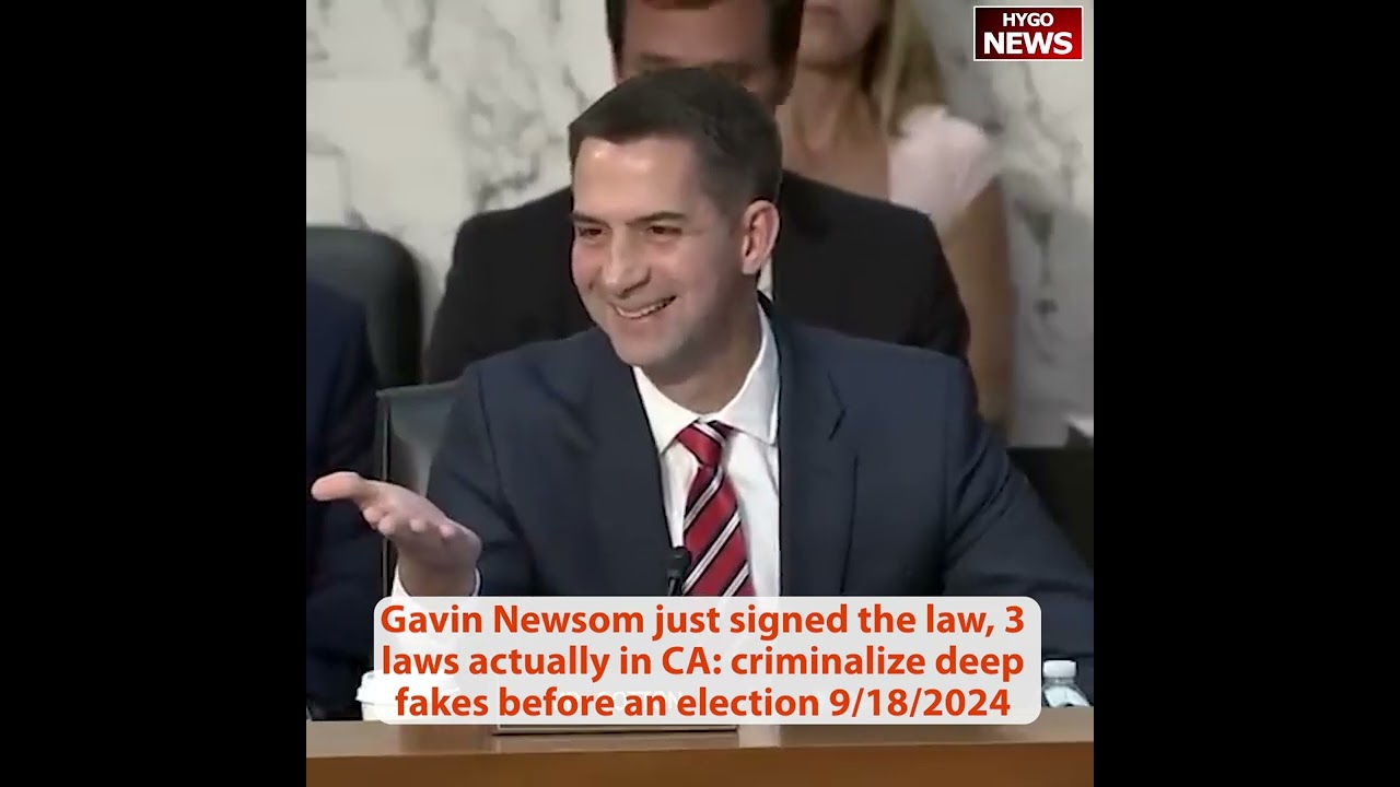 Gavin Newsom laws in CA: criminalize deep fakes; AI-generated memes; Hunter Laptop