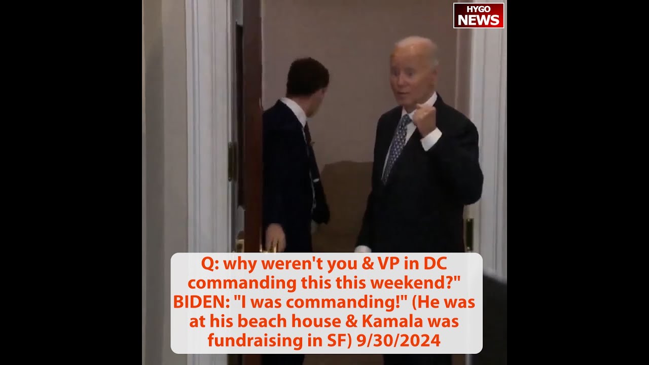 Q: hurricane why not here commanding this? BIDEN: “I was commanding!” at beach house; Kamala cringe