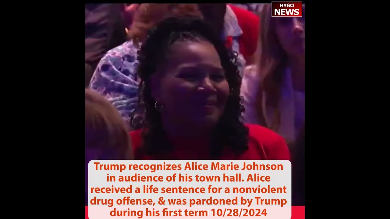 Trump recognizes Alice Marie Johnson who was pardoned by him in audience of his town hall