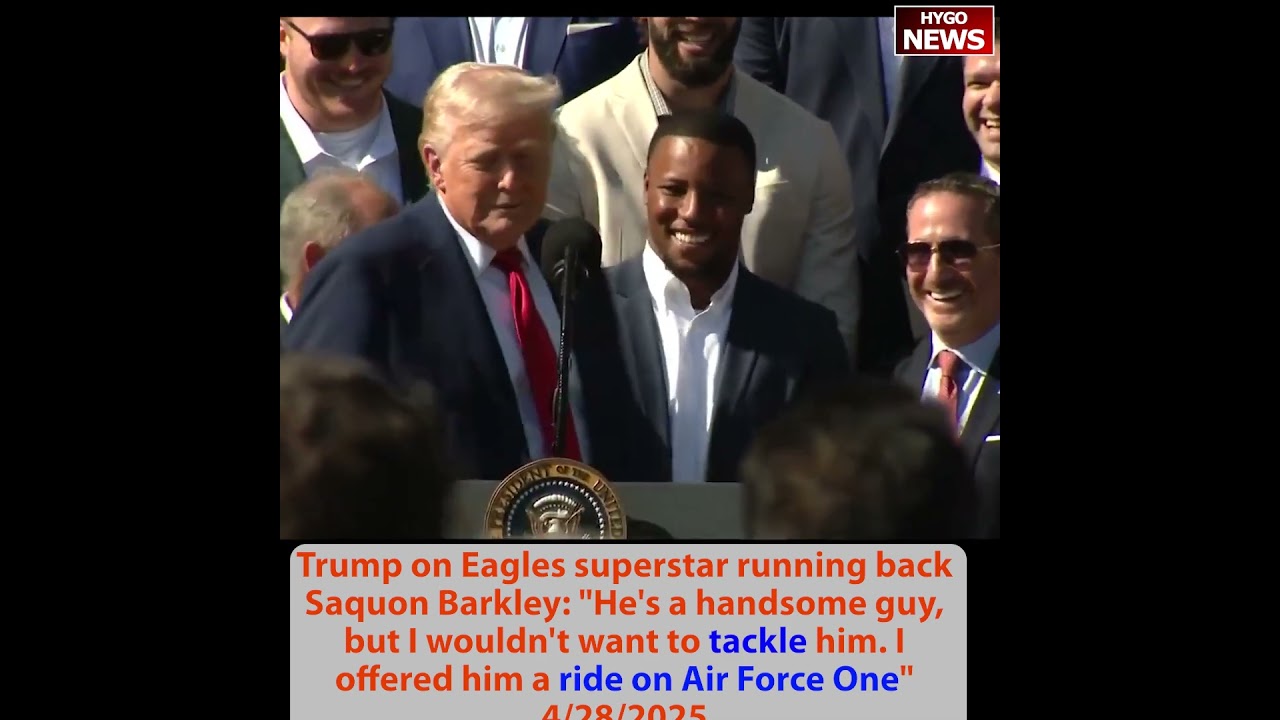 Eagles present Trump 47 jersey & helmet; Trump offered superstar Saquon Barkley ride on Air Force 1