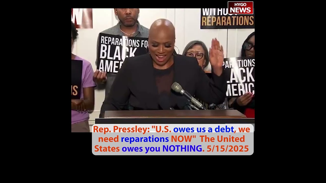 Rep Pressley: US owes us a debt, we need $trillion reparations NOW; Dem Leader Jeffries lying