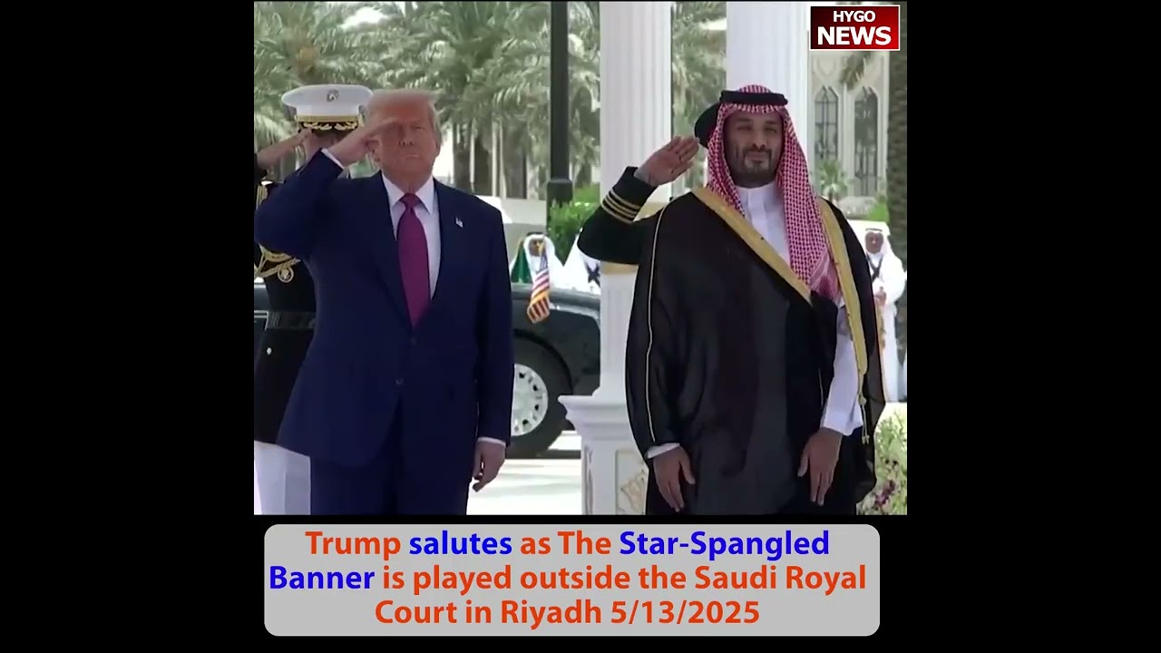 Trump salutes as The Star-Spangled Banner is played, greets Saudi officials, chats with MSB